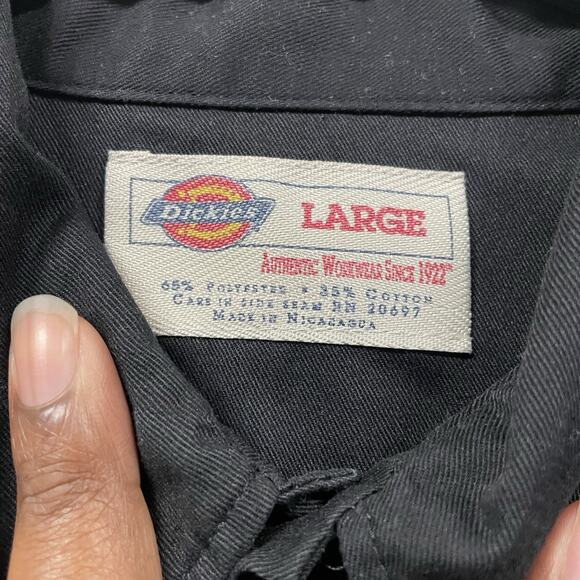Vintage Dickies Button Up Work Shirt Black Men’s Size Large Workwear - Picture 5 of 8
